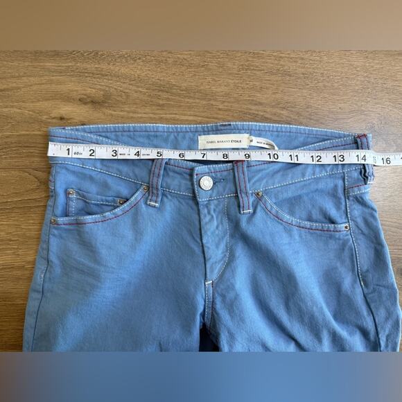 Isabel Marant Étoile Blue Slim-Fit Jeans With Red Stitching - Size FR 38 (US 6) - Picture 9 of 11